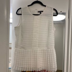 Pleated sleeveless white top